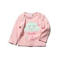 Newborn baby girl long sleeve envelope neck bundle of joy cloud print pull on top - Light Pink