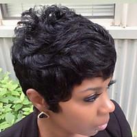 New Style Fluffy Black Short Hair Human Hair Wig Suitable For All Kinds Of People