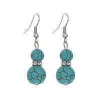 New Design Ethnic Style Vintage Earring Jewelry 2016 Silver Plated Gourd Shape Turquoise Earrings For Women
