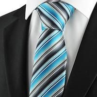 new striped blue grey mens tie suits necktie party wedding holiday gif ...