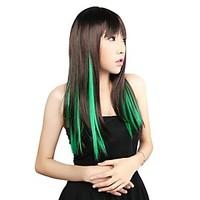 Neitsi 10pcs 18inch Colored Highlight Synthetic Clip on in Hair Extensions Green