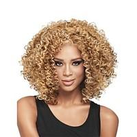 New Fashion Women\'s Glueless Deep Blonde Mix Curly Short Hair Wig for African American
