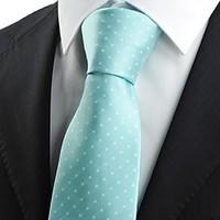 New White Dot Mint Blue JACQUARD Mens Tie Necktie Wedding Party Suit Gift KT0004