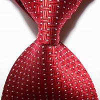 new red crossed jacquard woven mens tie necktie tie2027