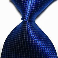 New Royal Blue Checked JACQUARD WOVEN Men\'s Tie Necktie TIE2017