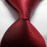 New Striped Red Scarlet JACQUARD WOVEN Men\'s Tie Necktie TIE2048