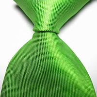 New Solid Spring Green Checked JACQUARD WOVEN Men\'s Tie Necktie TIE2038