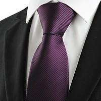 New Striped Plum Purple Men\'s Tie Formal Suit Necktie Wedding Holiday Gift #0024