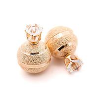 New Arrival Vintage Fashion Solid Color Double Sides Ball Stud Earrings Gold Plated Cute Crystal Earrings For Women
