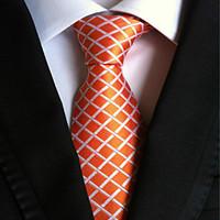 New Orange plaid Classic Formal Men\'s Tie Necktie Wedding Party Gift TIE0201