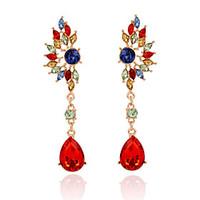 New Arrival 2016 Gold Plated Colorful Crystal Long Earrings Fashion Charm Gem Water Drop Earrings Women Jewelry