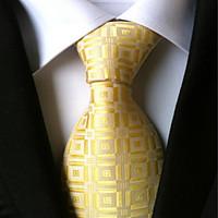 new yellow grid classic formal mens tie necktie wedding party gift tie ...