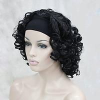 New Fashion 3/4 Wig With Headband Women\'s Short Curly Synthetic Half Wig