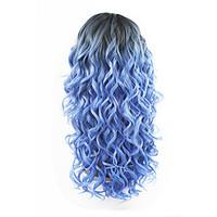 New Style Black Roots Pink Hair Ombre Hair Two Tones Lace Front Loose Wave Synthetic Hair Lace Wigs