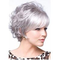 new arrivals synthetic hair silver gray short curly hair wig free ship ...
