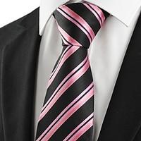 New Striped Pink Black Business Men Tie Necktie Wedding Party Holiday Gift #1002