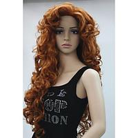 New Fashion Hair Women\'s Cosplay Party Wigs Copper Red Long Curly Bangs Full Wig