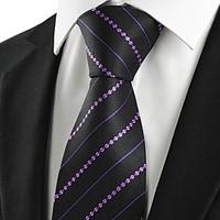 New Purple Striped Black Men\'s Tie Necktie Wedding Party Holiday Prom Gift #1040