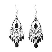 New Arrival Bohemian Style Carved Long Droplets Earring Jewelry Tibetan Silver Crystal Water Drop Earrings For Women