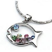 New Lovely Colored Diamond Fish-Shaped Pendant Necklace