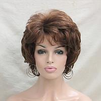 New Wavy Curly Medium Auburn Short Synthetic Hair Full Women\'s Wig For Everyday
