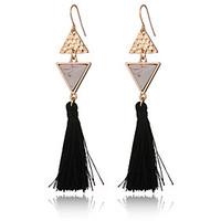 New Design Women\'s Turquoise Tassle Earrings Gold Plated Triangle Earrings Vintage Ethnic Long Earrings Jewelry