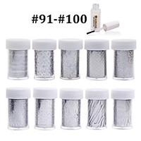 New 100Designs Nail Art Transfer Foil Paper 10pcs 1pcs Nail Foil Glue (from #91 to #100)