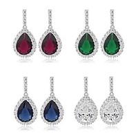 New Fashion 18K White Gold Plated Cubic Zircon Drop Earrings Elegant Water-Drop CZ Crystal Earring (More Colors)