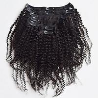 New Brazilian 100% Human Hair Clip Ins Afro Kinky Curly Clip Ins Extensions In Hair Weaves Natural Black Color 7 pcs/set