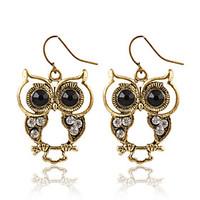 New Fashion Trendy Black Eyes Owl Earrings Hollow Animal Earrings For Women Jewelry Pendientes Mujer Wholesale