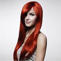 New Cosplay Long Dark Red Mixed Straight Human Manufacture Hair Wig