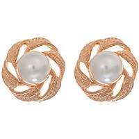New Fashion Elegant Hollow Leaves Stud Earring Romantic Luxury Female Big Imitation Pearl Earrings for Women Jewelry