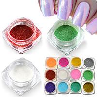 New Mermaid Effect Chrome Pigment Powder Laser Silver White Nail Art Mirror Powder Mermaid Decorations M01-12