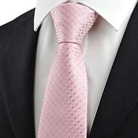 New Pink Checked Men\'s Tie Necktie Lovely Wedding Party Holiday Prom Gift KT0057