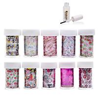 new 100designs nail art transfer foil paper 10pcs 1pcs nail foil glue  ...