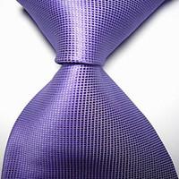 New Solid Violet Lavender Checked JACQUARD WOVEN Men\'s Tie Necktie TIE2036