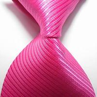 New Striped Hot Pink JACQUARD WOVEN Men\'s Tie Necktie TIE2042