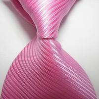 New Striped Pink JACQUARD WOVEN Men\'s Tie Necktie TIE2043