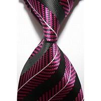 new striped pink black jacquard woven mens tie necktie 3014