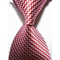 New Checked White Red JACQUARD WOVEN Men\'s Tie Necktie #3018