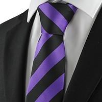 New Striped Black Purple Mens Tie Suit Necktie Party Wedding Holiday Gift KT1024