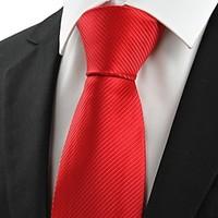 New Classic Striped Scarlet Red Men Tie Necktie Wedding Party Holiday Gift #0021