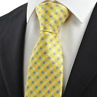 new yellow blue cross checked pattern mens tie necktie wedding party g ...