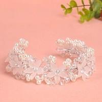 New Style Handmade Bride Headwear Head Decoration Crystal Flower With Pearl Wreath