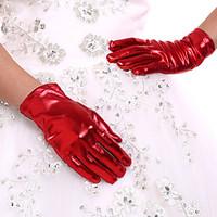 New Women\'s Wrist Length Party Evening Events Fingertip Gloves Bridal Glove(Red/Black/Gold) DIY Pearls and Rhinestones
