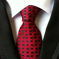 New Red Black plaid Classic Formal Men\'s Tie Necktie Wedding Party Gift TIE0056
