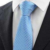 new blue checked classic mens tie necktie wedding party holiday prom g ...