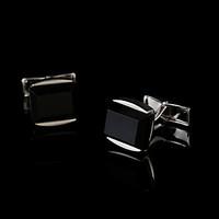 New 2017 Black Agate Cufflinks Silver Cuff links Designer Mens French Shirt Gemelos Cuffs Boutons Wedding Gifts for Men Guests