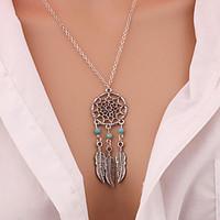 New Fashion accessories Jewelry Retro Women Bohemia Tassels Feather Pendant Necklace Dream Catcher Pendant Chain Necklace Gift