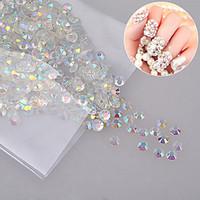 New 1000pcs/pack Crystal Clear Jelly AB Color Nail Art Resin Rhinestones Non HotFix Nail Art Decorations Accessories